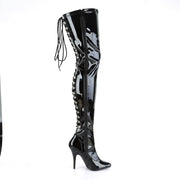SEDUCE-3063 Black Stretch Patent Thigh Boot Pleaser US Size (Women's): 6