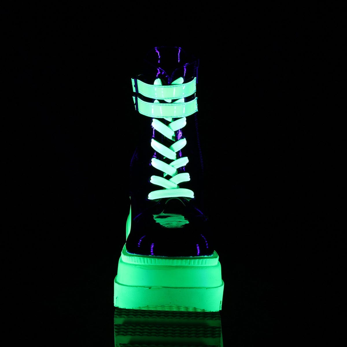 SHAKER-52 Black Patent -UV Neon Green Ankle Boot Demonia US Size (Women's): 5