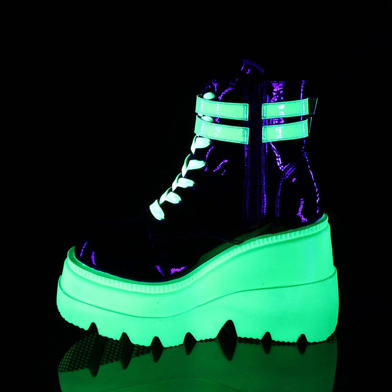 SHAKER-52 Black Patent -UV Neon Green Ankle Boot Demonia US Size (Women's): 5