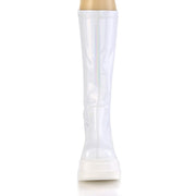 SHAKER-65 White Hologram Knee Boot Demonia US Size (Women's): 6