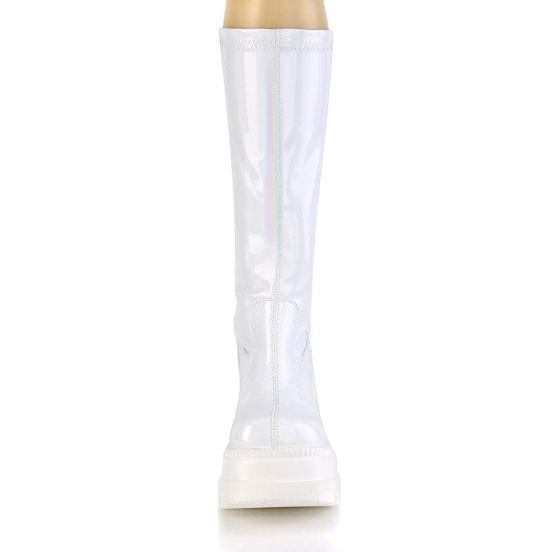 SHAKER-65 White Hologram Knee Boot Demonia US Size (Women's): 6