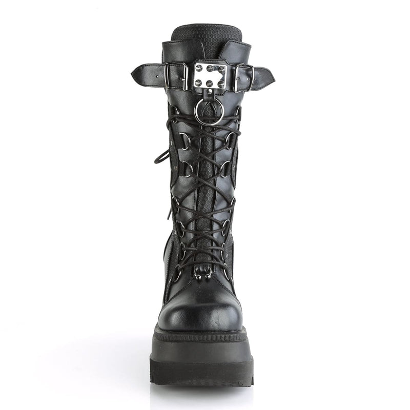 SHAKER-70 Black Vegan Leather Mid-Calf Boot Demonia US Size (Women's): 5