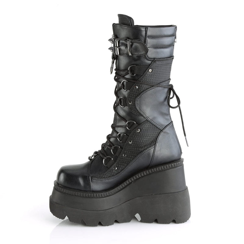 SHAKER-70 Black Vegan Leather Mid-Calf Boot Demonia US Size (Women's): 5