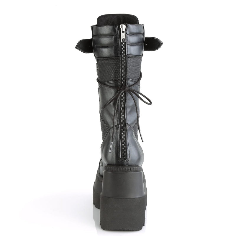 SHAKER-70 Black Vegan Leather Mid-Calf Boot Demonia US Size (Women's): 5