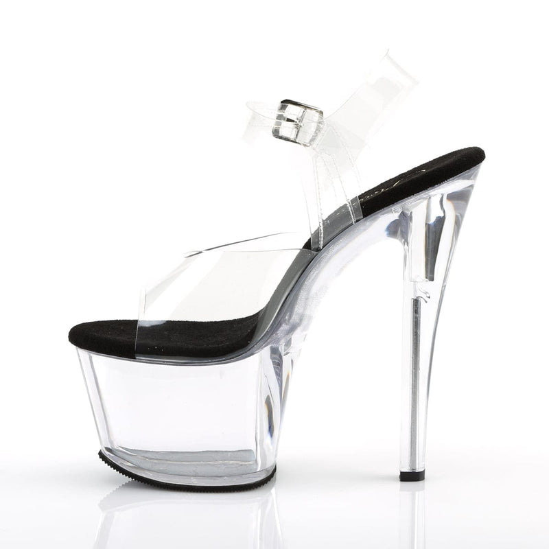 SKY-308 Clear-Black/Clear Platform Sandal Pleaser US Size (Women's): 5