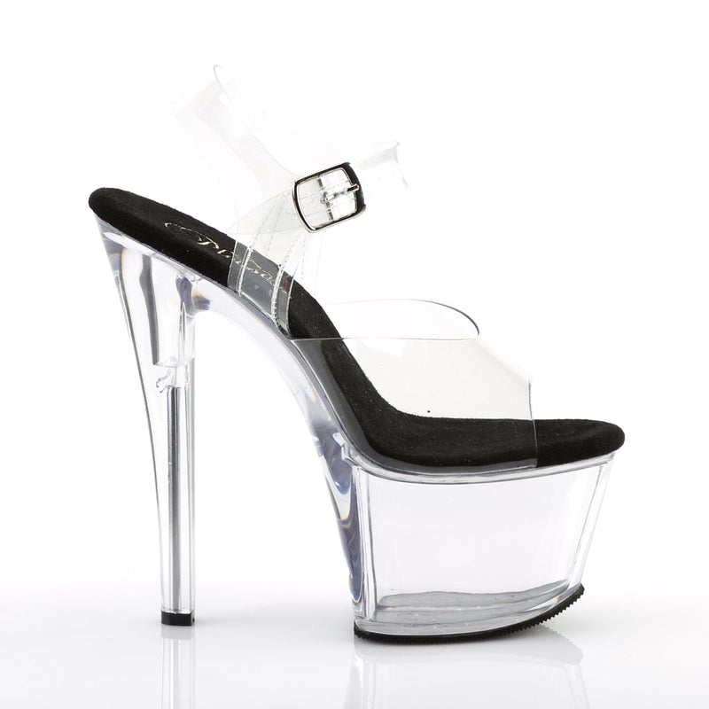 SKY-308 Clear-Black/Clear Platform Sandal Pleaser US Size (Women's): 5