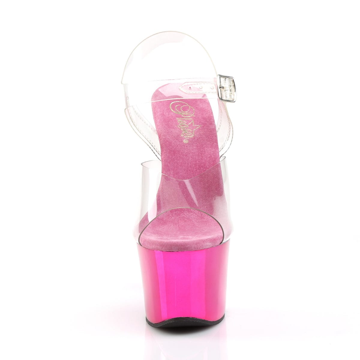 SKY-308 Clear/Hot Pink Chrome Platform Sandal Pleaser US Size (Women's): 5