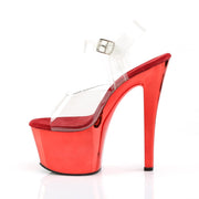 SKY-308 Clear/Red Chrome Platform Sandal Pleaser US Size (Women's): 5