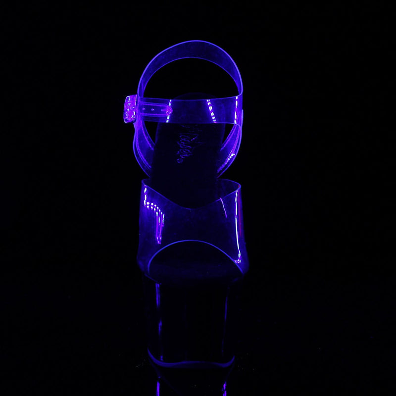 SKY-308TT Clear/Black-Neon Pink Platform Sandal Pleaser US Size (Women's): 5