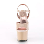 SKY-309TT Nude Patent/Nude-Rose Gold Chrome Platform Sandal Pleaser US Size (Women's): 5