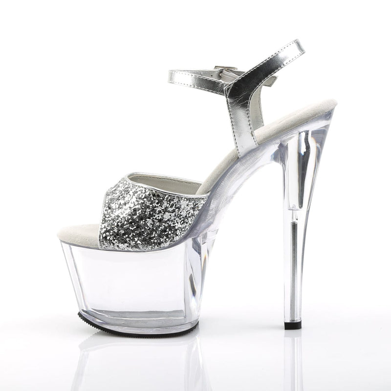 SKY-310 Silver Glitter/Clear Platform Sandal Pleaser US Size (Women's): 5