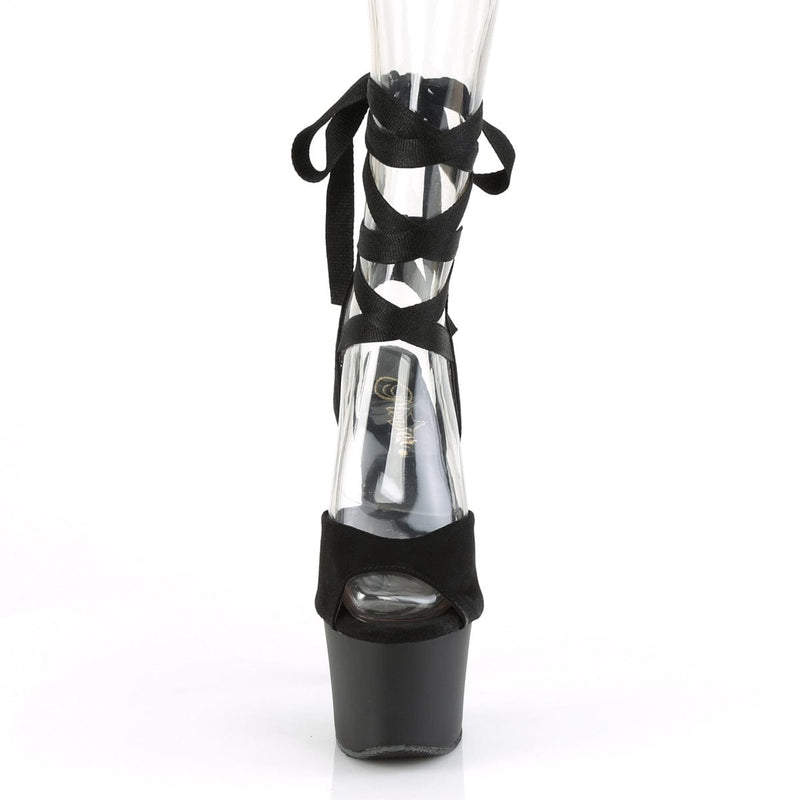 SKY-334 Black Faux Suede/Black Matte Platform Sandal Pleaser US Size (Women's): 5