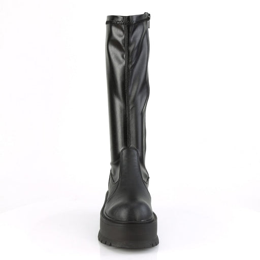 SLACKER-200 Black Stretch Vegan Leather Knee Boot Demonia US Size (Women's): 6