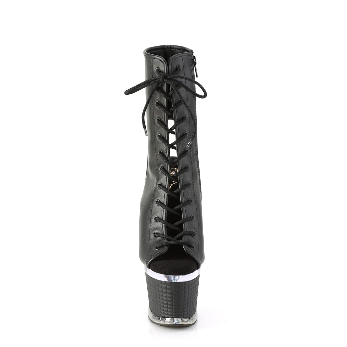 SPECTATOR-1016 Black Faux Leather/Clear-Black Matte Ankle Boot Pleaser US Size (Women's): 6