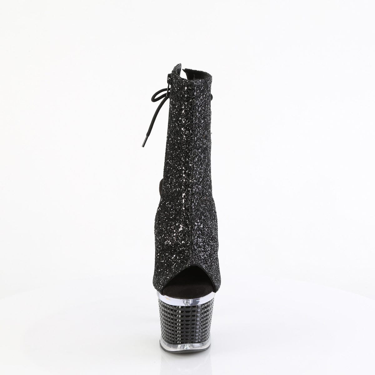 SPECTATOR-1018G Black Glitter/Clear-Black Ankle Boot Pleaser US Size (Women's): 6