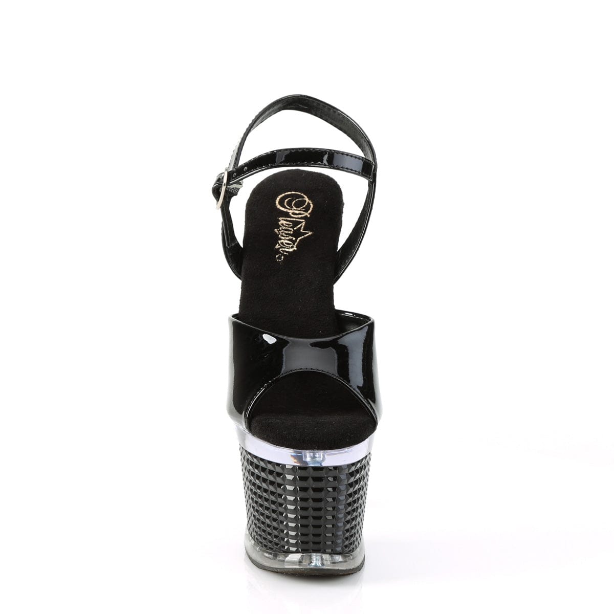SPECTATOR-709 Black Patent/Clear-Black Platform Sandal Pleaser US Size (Women's): 6