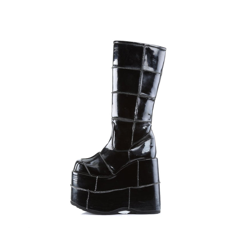 STACK-301 Black Patent 7 Inch Demonia US Size (Unisex/Men's): 4