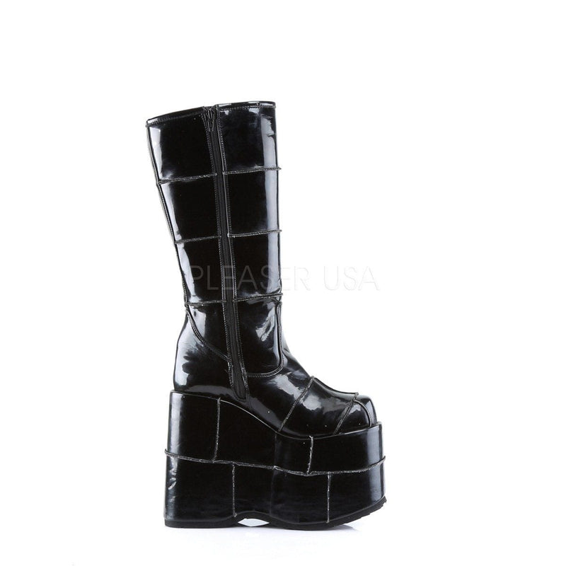 STACK-301 Black Vegan Leather Knee Boot Demonia US Size (Unisex/Men's): 4