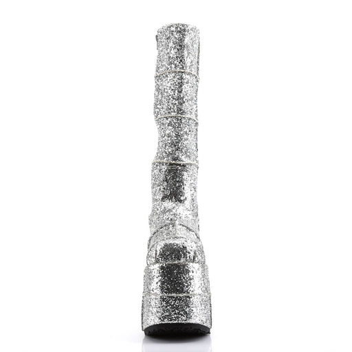 STACK-301G Silver Glitter Knee Boot Demonia US Size (Unisex/Men's): 4