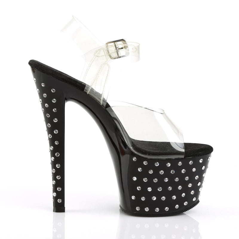 STARDUST-708 Clear/Black Platform Sandal Pleaser US Size (Women's): 5