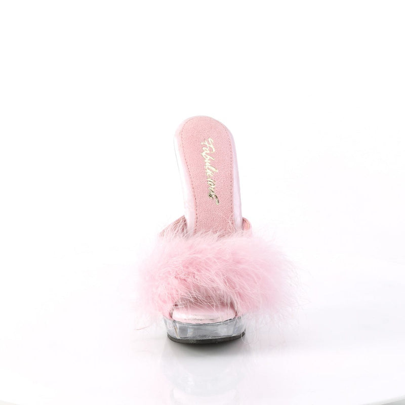 SULTRY-601F Baby Pink Pu-Marabou Fur/Clear PREORDER Fabulicious US Size (Women's): 5