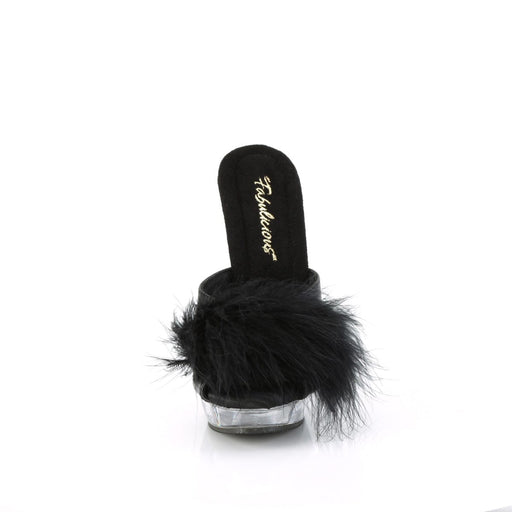 SULTRY-601F Black Pu-Marabou Fur/Clear NEW Fabulicious US Size (Women's): 5