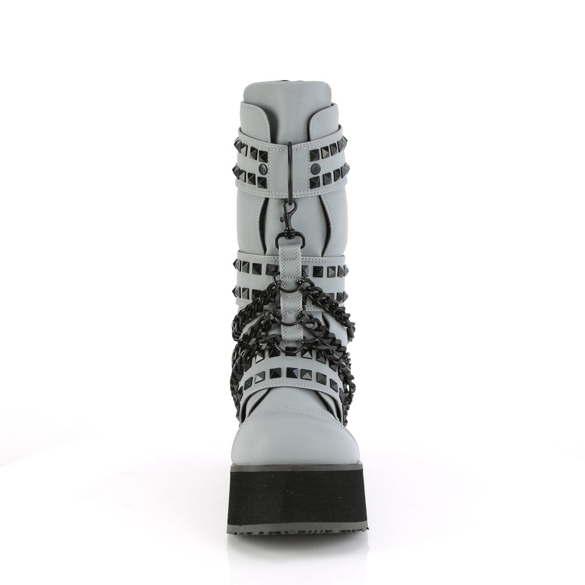 TRASHVILLE-138 Grey Multi Reflective Vegan Leather Mid-Calf Boot Demonia US Size (Unisex/Men's): 4