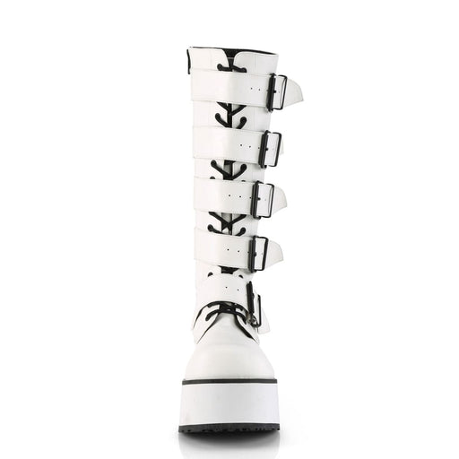 TRASHVILLE-518 White Vegan Leather Knee Boot Demonia US Size (Unisex/Men's): 4