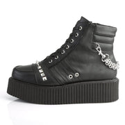 V-CREEPER-565 Black Vegan Leather Ankle Boot Demonia US Size (Unisex/Men's): 4