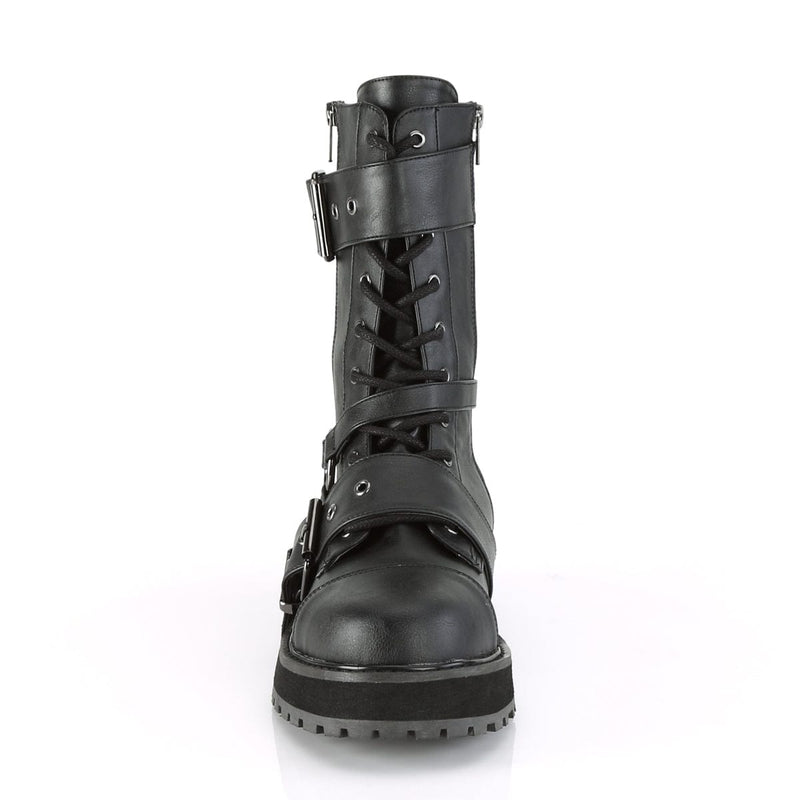 VALOR-220 Black Vegan Leather Mid-Calf Boot Demonia US Size (Unisex/Men's): 4