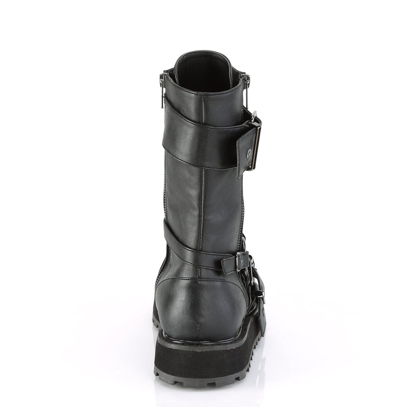 VALOR-220 Black Vegan Leather Mid-Calf Boot Demonia US Size (Unisex/Men's): 4
