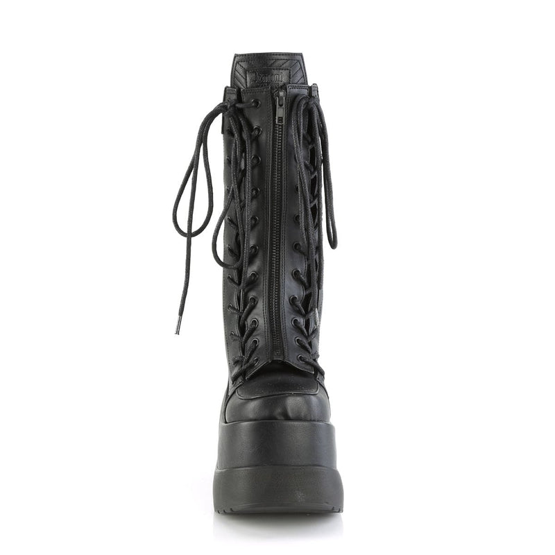VOID-118 Black Vegan Leather-Patent Mid-Calf Boot Demonia US Size (Women's): 6
