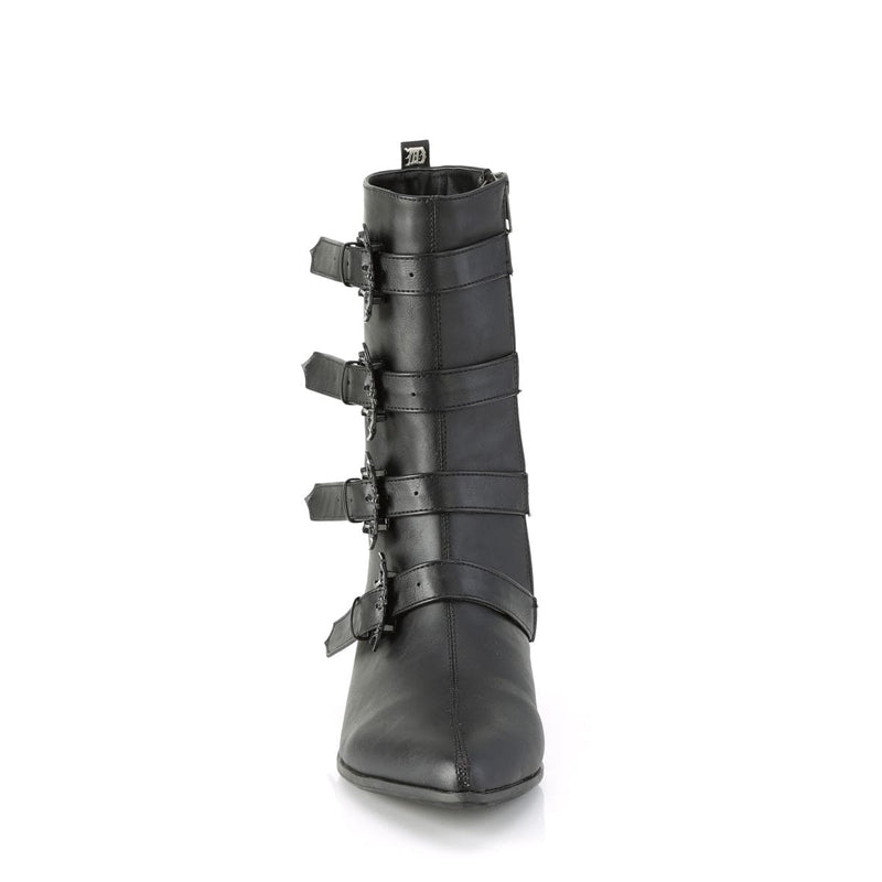WARLOCK-110-B Black Vegan Leather Mid-Calf Boot Demonia US Size (Unisex/Men's): 4