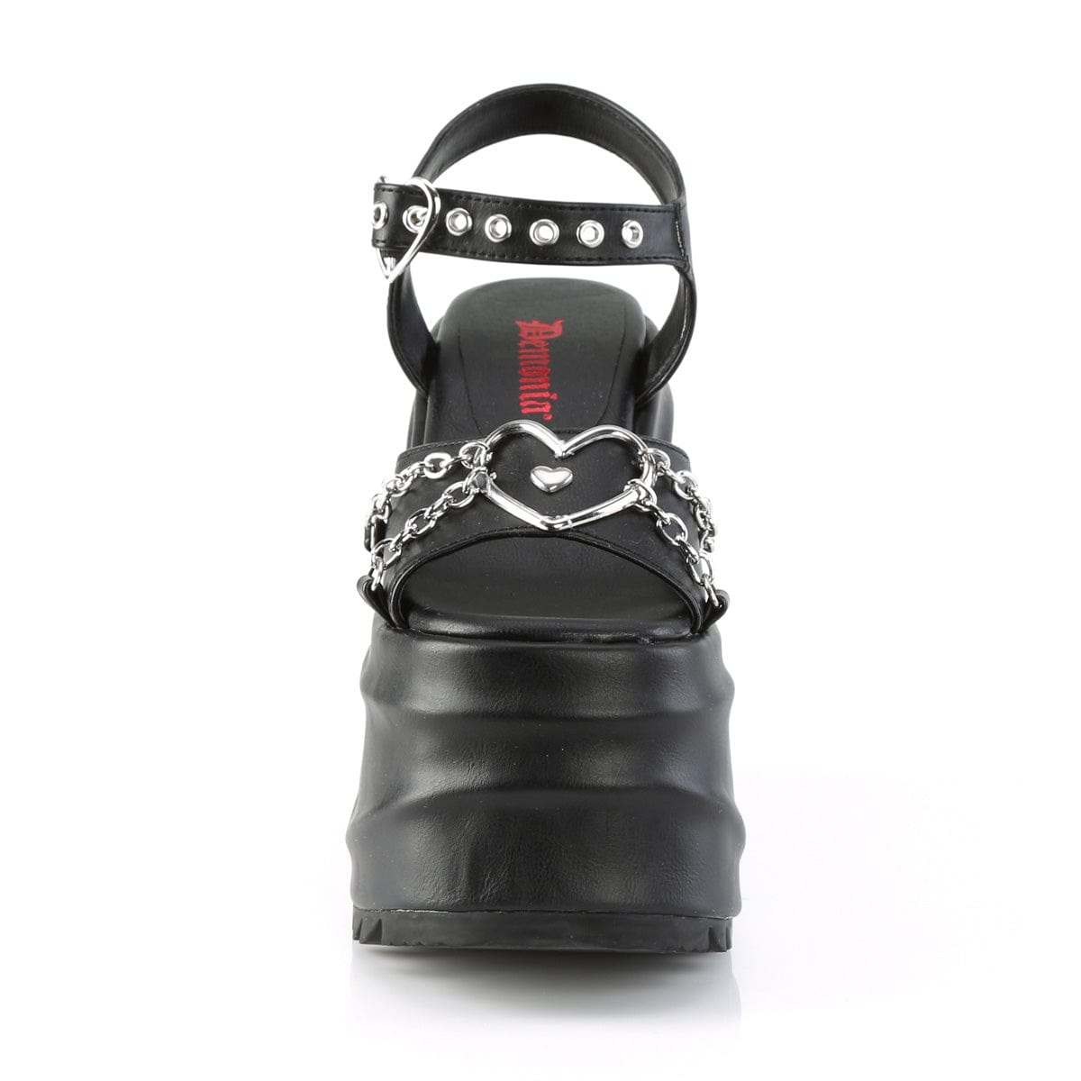 WAVE-09 Black Vegan Leather Sandal Demonia US Size (Women's): 6