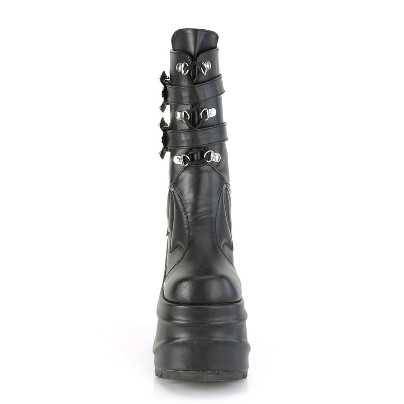 WAVE-150 Black Vegan Leather Mid-Calf Boot Demonia US Size (Women's): 6