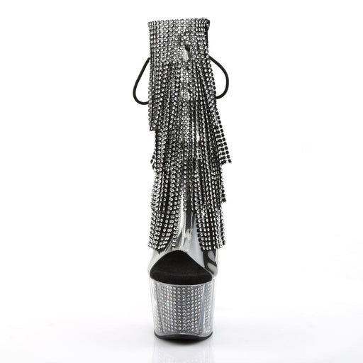 ADORE-1017SRS Clear-Black Rhinestones/Black Simulated Rhinestones Ankle Boot Pleaser US Size (Women's): 5