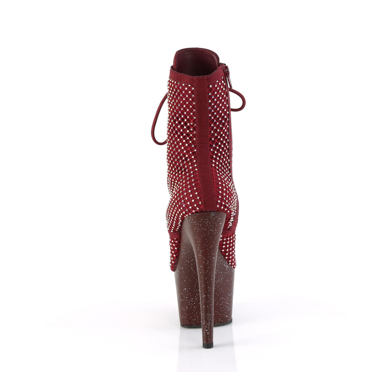 ADORE-1020RM Burgundy Faux Suede-Rhinestones Mesh/Burgundy Mat Pleaser US Size (Women's): 5