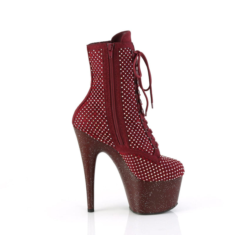 ADORE-1020RM Burgundy Faux Suede-Rhinestones Mesh/Burgundy Mat Pleaser US Size (Women's): 5