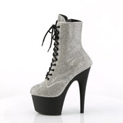 ADORE-1020RS Silver Rhinestones/Black Matte Ankle Boot Pleaser US Size (Women's): 5