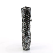 ADORE-1040S Platform Silver Metallic Hologram Snake Print Fabric/ Pleaser US Size (Women's): 5