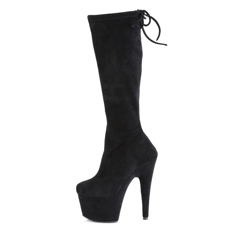ADORE-2008 Black Stretch Faux Suede/Black Faux Suede Knee Boot Pleaser US Size (Women's): 5