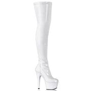 ADORE-3000 White Stretch Patent/White Thigh Boot Pleaser US Size (Women's): 5
