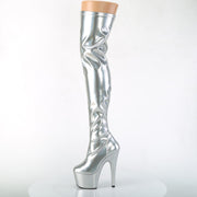 ADORE-3000HWR Silver Stretch Hologram/Silver Hologram Thigh Boot Pleaser US Size (Women's): 5