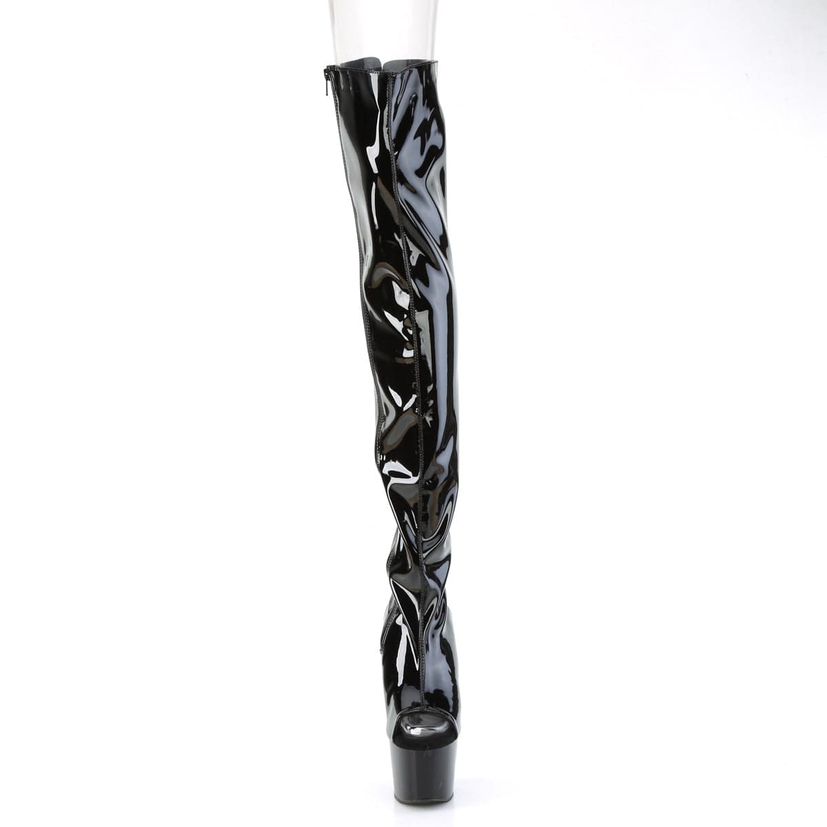 ADORE-3017 Black Stretch Patent/Black Pleaser US Size (Women's): 5