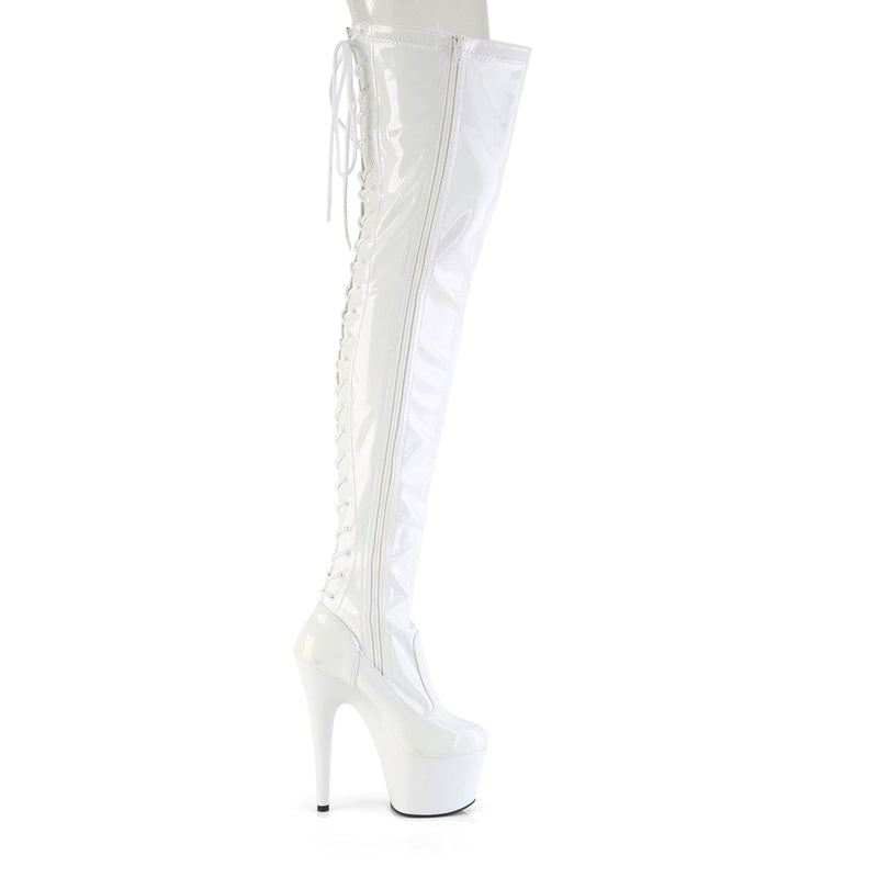 ADORE-3850 White Stretch Patent/White Pleaser US Size (Women's): 5