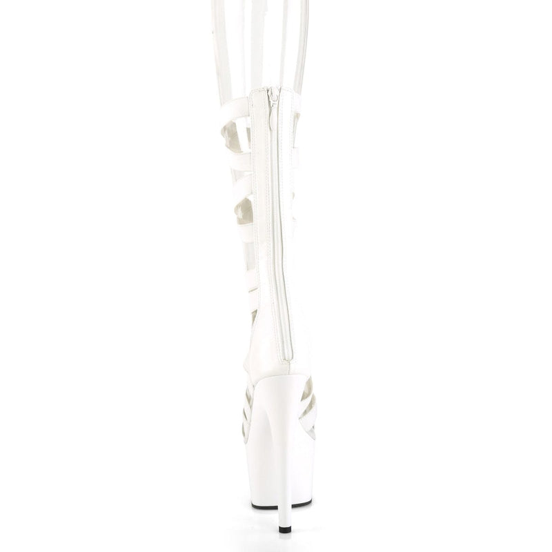 ADORE-700-48 White Elastic Band-Faux Leather/White Matte Pleaser US Size (Women's): 5