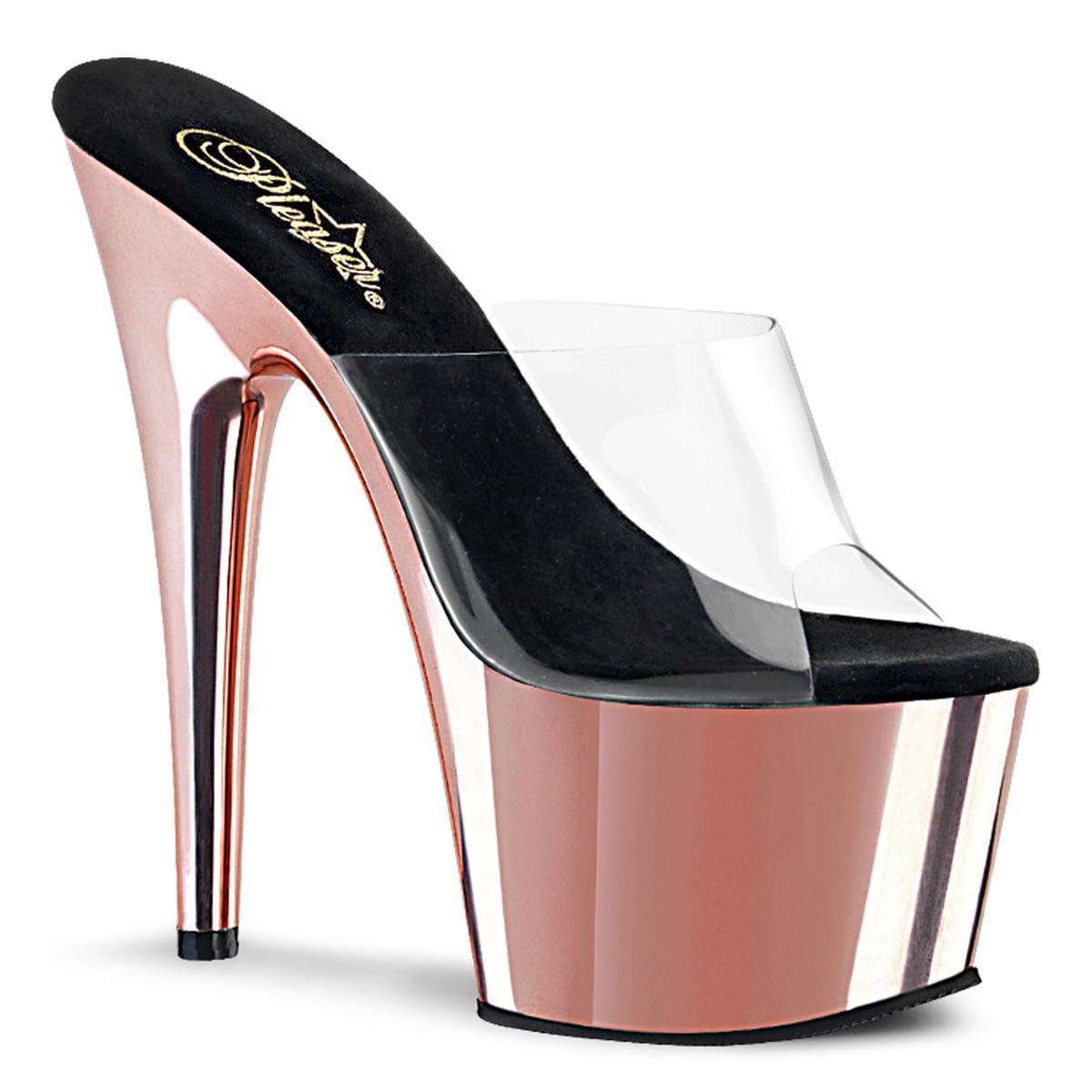 ADORE-701 Clear/Rose Gold Chrome Slide Pleaser US Size (Women's): 5