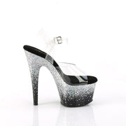 ADORE-708SS Clear/Black-Silver Multi Glitter Pleaser US Size (Women's): 5