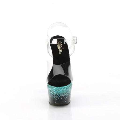 ADORE-708SS Clear/Black-Turquoise Multi Glitter Pleaser US Size (Women's): 5