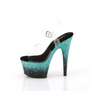 ADORE-708SS Clear/Black-Turquoise Multi Glitter Pleaser US Size (Women's): 5